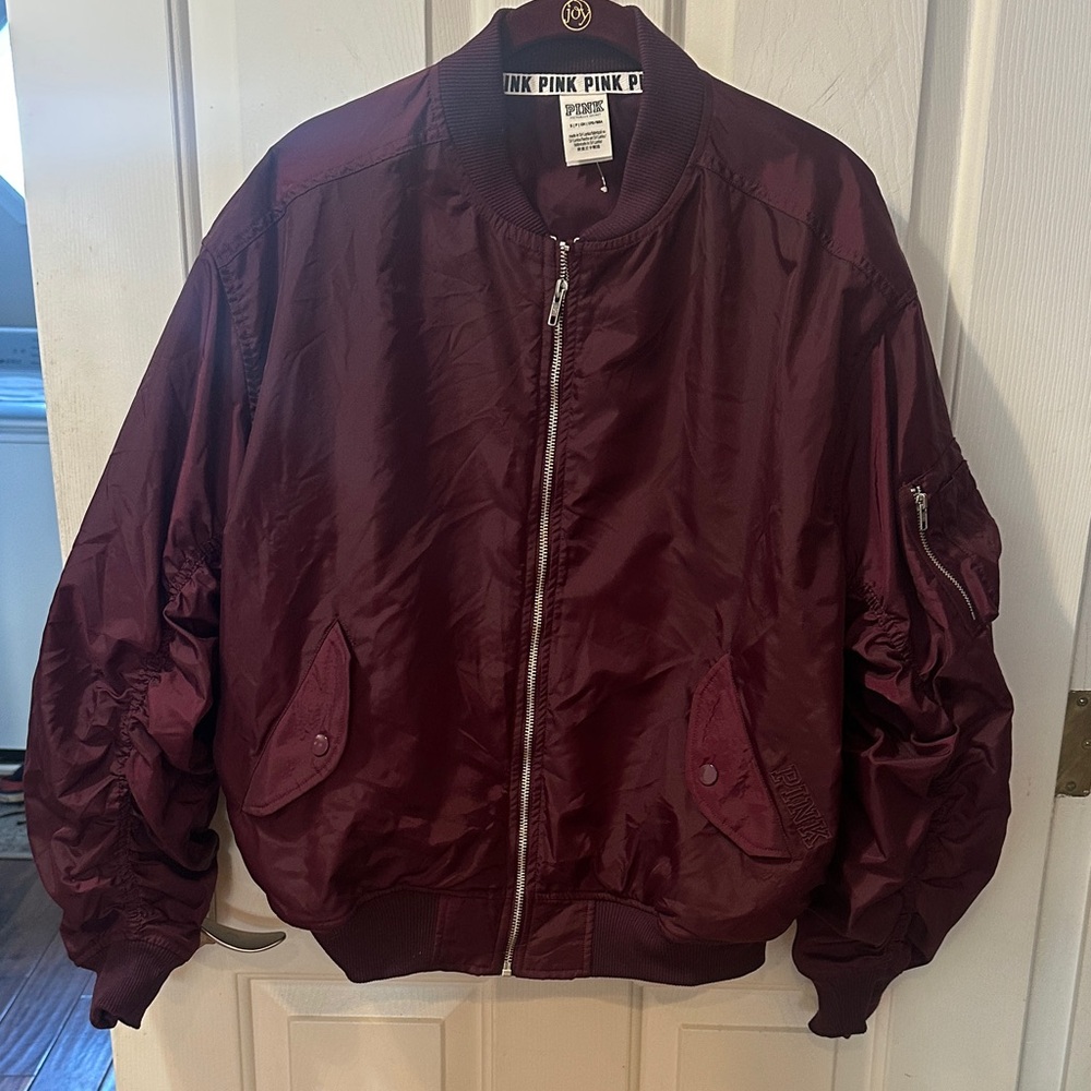 Victoria's Secret Burgundy Purple Bomber Jacket small cute!